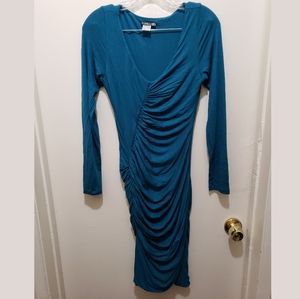 Venus Long Sleeve Ruched V-Neck Dress